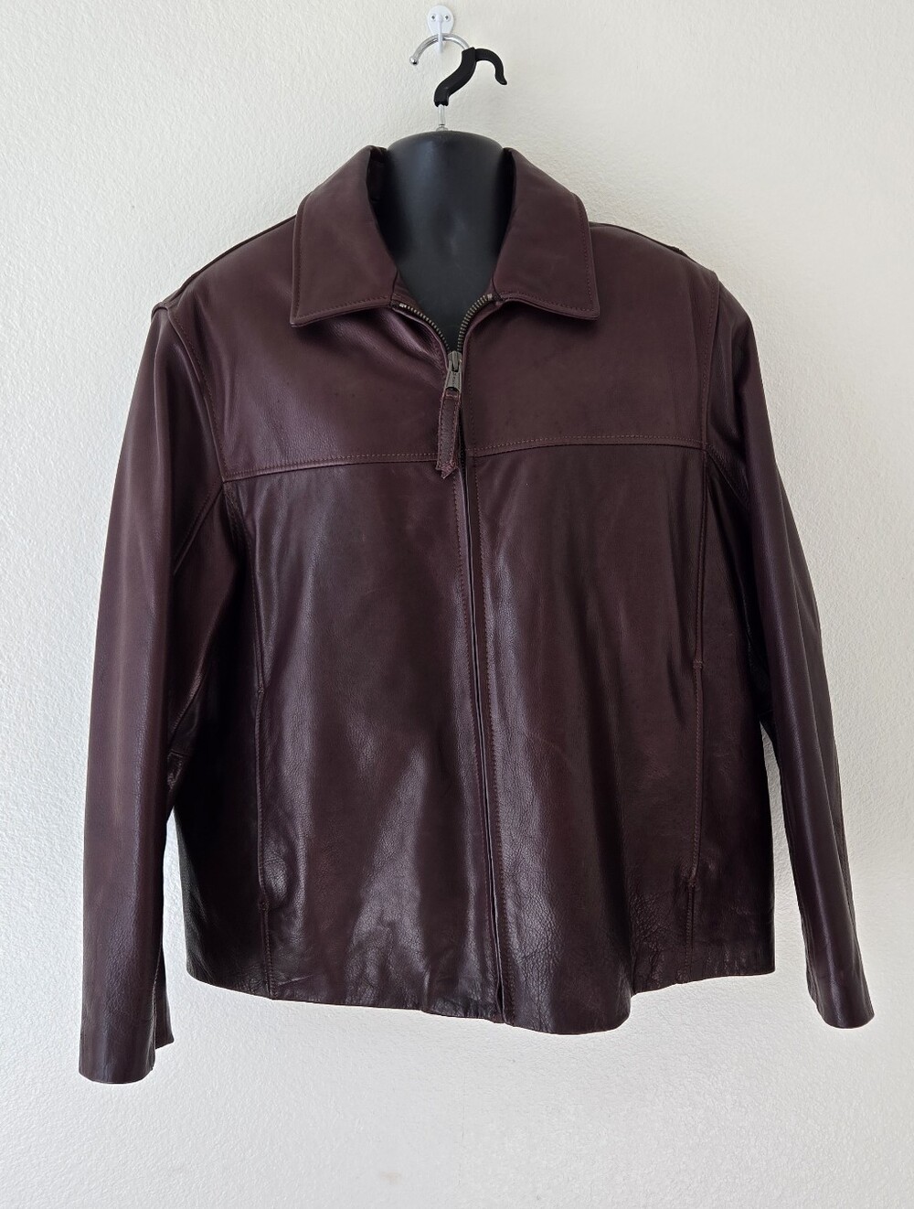 Marc New York Andrew Mark Mens Leather Jacket XL Oxblood brown Minimalist Luxury